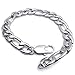 KONOV Wide Stainless Steel Figaro Mens Bracelet, Color Silver, 11mm, 9 Inch