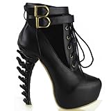 Show Story Black Lace Up Buckle High-top Bone High Heel Platform Ankle Boots,LF40601BK39,8US,Black