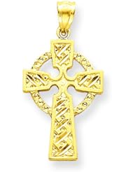 14K Yellow Gold Celtic Cross Pendant FindingKing