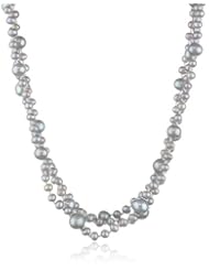 Sterling Silver Clasp Grey Freshwater Cultured Pearl Multi Strand Necklace, 20"