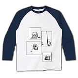 ２コマ漫画 ラグラン長袖Tシャツ(ホワイト×ネイビー) M