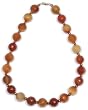 14k Yellow Gold 14mm Faceted Carnelian Bead and Dyed Bronze color Freshwater Pearl Necklace, 17"