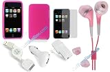 Cuffu iPod Touch 2 (2nd Generation)/ Touch 2G Great Deal Combo Package Pink Skin Case Cover & Home Charger , Car Charger, Data Cable & PINK GOLF Earphone (5 in 1) in Only One LOWEST Shipping Rate $2.98 - Great Holiday Gift
