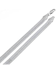 6MM Thick 14k Heavy White Gold Plated Magic Herringbone Link Mirror Chain Necklace - Lifetime Warranty