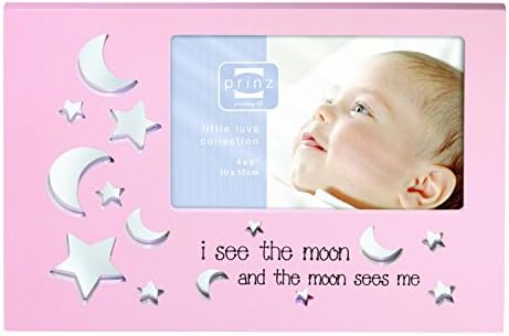 Prinz 6 by 4-Inch Starbright Baby Pink Wood Photo Frame