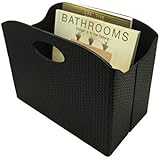 Blu Monaco Modern - Leather Woven Texture - Magazine, File, Catalog Holder (Black)