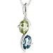 Oval Cut Peridot London Blue Topaz Pendant Necklace Sterling Silver