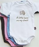 A little hare on my chest long sleeve baby bodysuit / onesie - white, pink, blue or chocolate brown