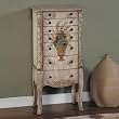 Powell Masterpiece Aged White Hand Painted Jewelry Armoire 583-314