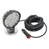 Auxiliary LED Work Light ~ Black ~ Round Work Light w 19ft Coiled Cord and Magnetic... by Wesbar