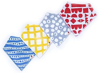 Adovely Baby Bandana Bib Set, 4-Pack Super Absorbent Drool Bandana Bibs (Quirky)