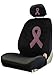 LA Auto Gear Pink Ribbon Breast Cancer Awareness Logo Gem Crystal Studded Rhinestone Bling Car Truck SUV Front Low Back Bucket Seat Covers with Head Rest Pairs - 4PCS
