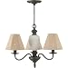 Royce Lighting RLCH5140/3-38 Manhasset Collection Portable Indoor/Outdoor 3-Light Chandelier, Natural Linen Fabric Shades, Natural Iron Finish