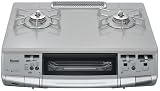 リンナイ ガステーブル 水無し両面焼グリル(プロパンガス用)左ハイカロリーバーナー グレー RTES66VCTSP(GR)L-LPGの画像
