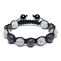 Bling Jewelry Shamballa Bracelet Unisex Black Swarovski Crystal Beads 12mm