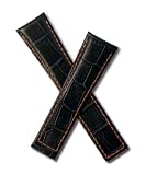 Navy/orange crocodile-look leather to fit TAG Heuer Monaco models starting CW21-, CX21- & WW21-