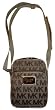 Women's Michael Kors Signature Logo Webbing Flight Bag Crossbody Beige/Ebony/Gold