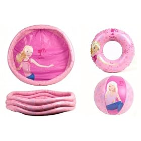 Barbie 3 Ring Pool Set Including Beach Ball, Pool and Swim Ring
