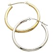 14kt Yellow / White Gold Stylish Tube Hoop Earrings