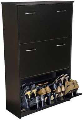 Triple Shoe Cabinet by Symple Stuff, Durable Strong Manufactured Wood, Perfect Indoor Use, Modern Design, in Color Dark