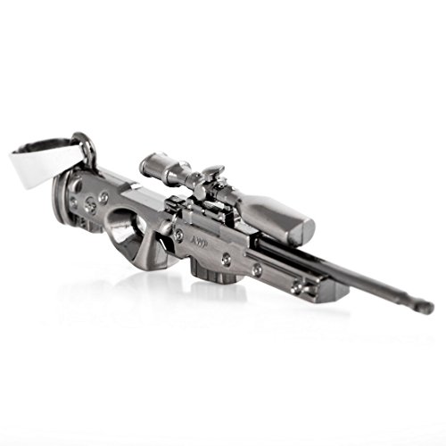 Men's Alloy Pendant Necklace Grey Gun Rifle Army Tribal -with 23 inch Chain