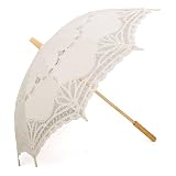 Beige Battenburg Lace Umbrella Parasol, Romantic Wedding Umbrella