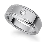 STEL Stainless Steel Diamond Solitaire comfort fit ring. Finger Size 11.5