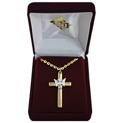 Gold-Plated 18" Chain with 1.75" Cross and Dove Pendant