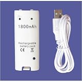 Nintendo Wii Remote Control Battery Pack with USB Charger Cable (1800mAh)
