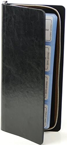 96 Count Credit Card /Business Card Holder with Zip Around Closure (96 Cards, Black)
