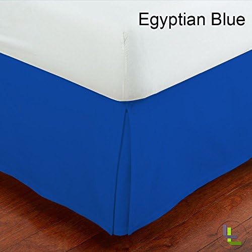 RishCreations Queen 300TC Egyptian Blue Solid 100% Egyptian Cotton 1PCs Box Pleated Bedskirt Solid (Drop Length: 21 inches) Superb Finish and Great Quality