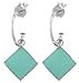 Sterling Silver Turquoise Square Charm Hoop title=