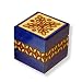 Wooden Box, 5273, Handcrafted Keepsake Box, Blue Cube with Red Hearts and Leaves, 3"x3"x3".