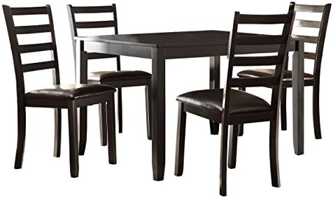 Homelegance Trask 5-Piece Modern Dining Table with Padded Chairs, Black