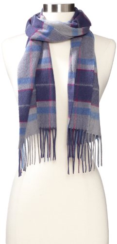 Amicale Women's 100% Cashmere Track Plaid Scarf
