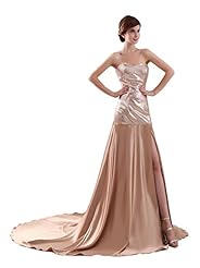 Petite Sweetheart Sequined Slit Lace-Up Mermaid Prom Dress  with a Watteau Train 