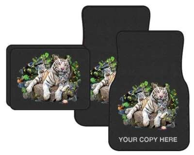 White Tiger Family - Big Cats - Black, Personalized, Rears - Car and Truck Front and Rear Mats - Set of 4 with Fronts Personalized (send email with text for personalizaton to Outdoor Specialties) On Sale