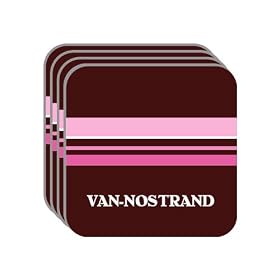 Personal Name Gift - "VAN-NOSTRAND" Set of 4 Mini-Mousepad Coasters (pink design)