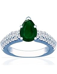 Platinum Pear Cut Emerald Ring With Sidestones