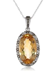 10k White Gold Classic Citrine Brown and White Diamond Pendant Necklace (5/11 cttw, I-J Color, I2-I3 Clarity), 18"
