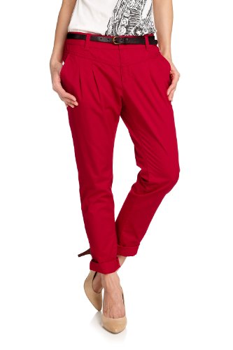 edc by ESPRIT Damen Hose Normaler Bund, 022CC1B038, Gr. 40/32, Rot (strawberry red 622) Preisvergleich