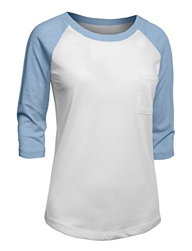 RubyK Womens Lightweight Round Neck 3/4 Sleeve Raglan Baseball T Shirt