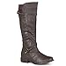 Journee Collection Womens Regular Sized and Wide-Calf Ankle-Strap Buckle Knee-High Riding Boots