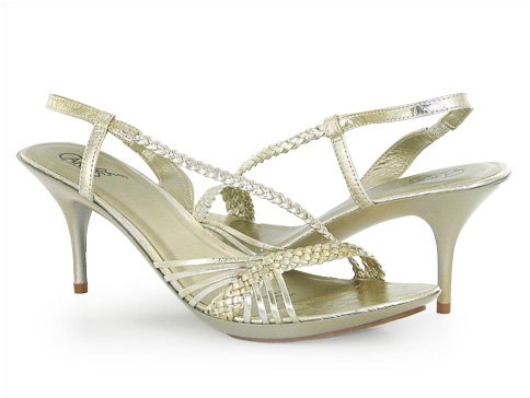Carlos Santana Explicit Platino Strappy Gold Mid Heels