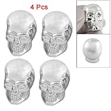 Car Auto Silver Tone Skull Tyre Tire Valve Covers 4 Pcs by uxcell
