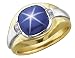 Star Sapphire Men's Ring with Diamonds in Yellow and White Gold