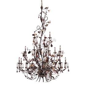Cristallo Fiore Eighteen Light Candle Chandelier in Deep Rust by ELK Lighting