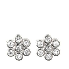 14k White Gold 7-Stone Bezel Set Diamond Cluster Earrings (.22 cttw, J Color, I2 Clarity)