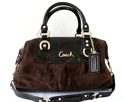 Coach Signature Stitch Brown Suede Leather Ashley Convertible Satchel Bag 15719 Mahogany