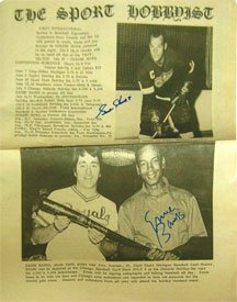 Gordie Howe & Ernie Banks Autographed Newspaper